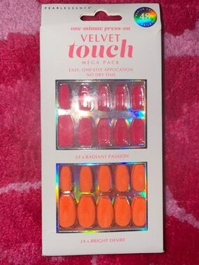 Pearlessence Velvet Touch Press-On Nails Mega Pack Pink & Orange 38 Nails